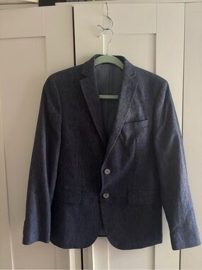Boys Lauren Dark Blue Two-Button Sport Coat